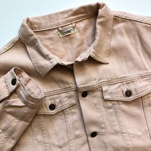 Elia Cher Women’s L Denim Jean Jacket Peach Button Up Cotton